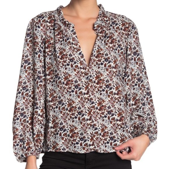 NWT Abound Split Neck Floral Peasant Top - Picture 9 of 9